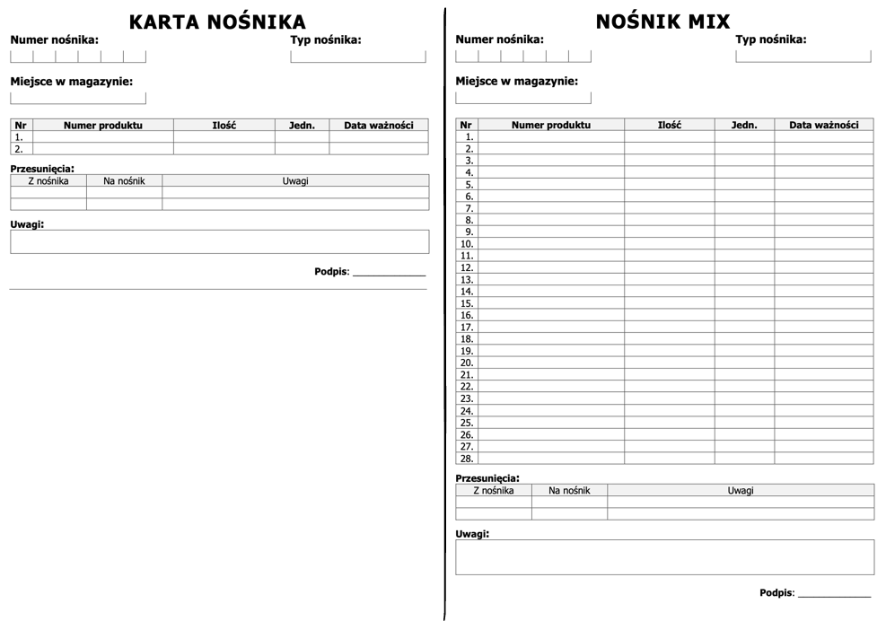 Wydruki nośników logistycznych